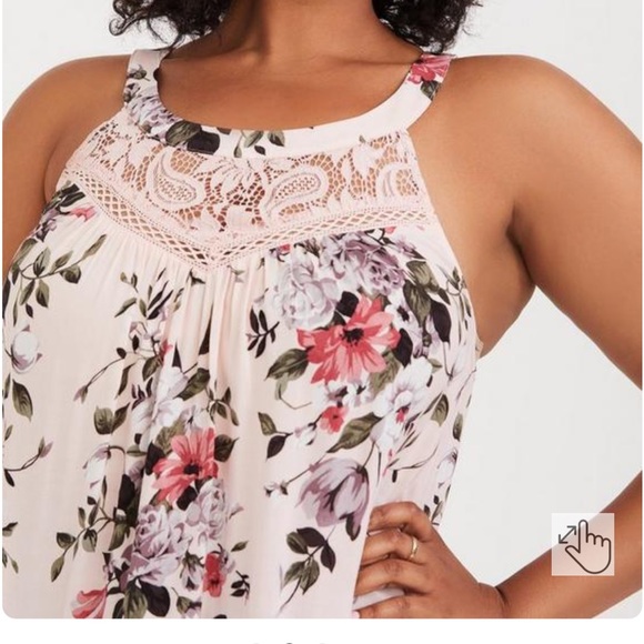 Challis Lace Trim Goddess Neck Tank Torrid Size 5 - Picture 6 of 8